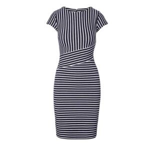 Banana Republic Navy Blue Striped Sheath Dress 12 Office Careerwear Business